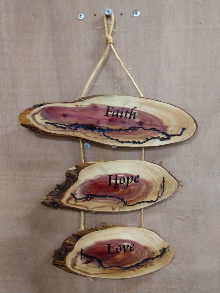 Wall Hanging with "Faith - Hope - Love"