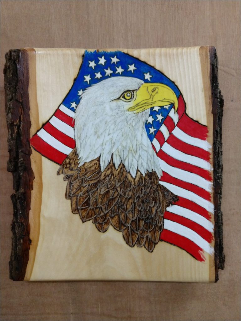 Board with Eagle and Flag in Color