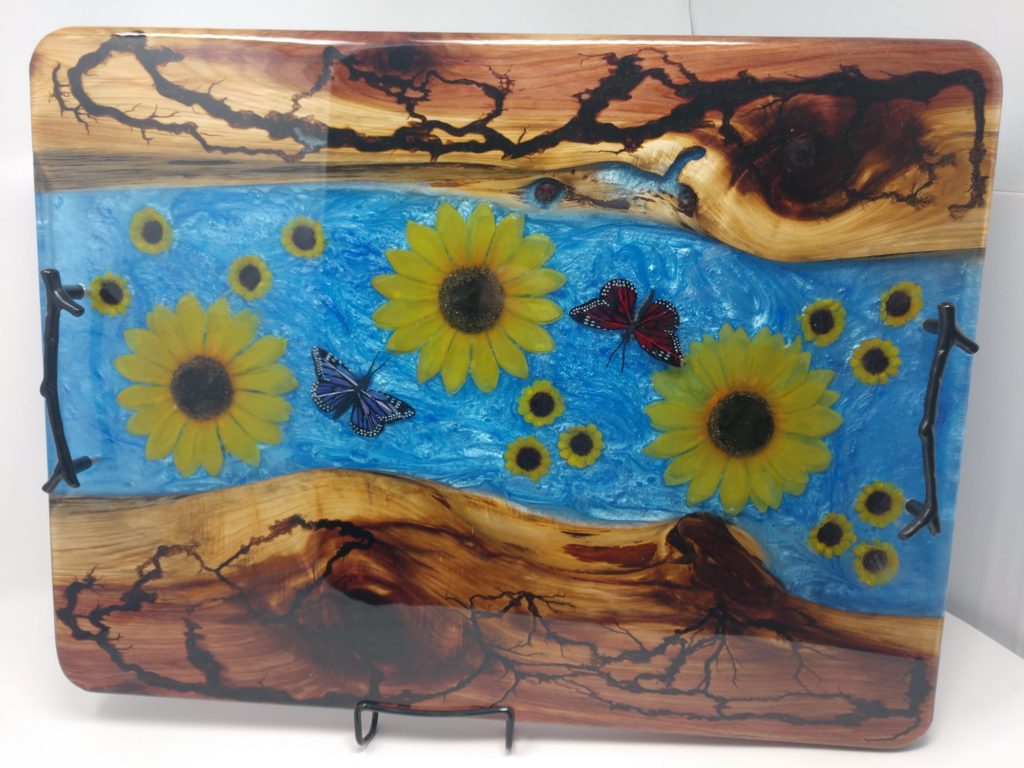 Tray with Yellow Flowers and Butterflies
